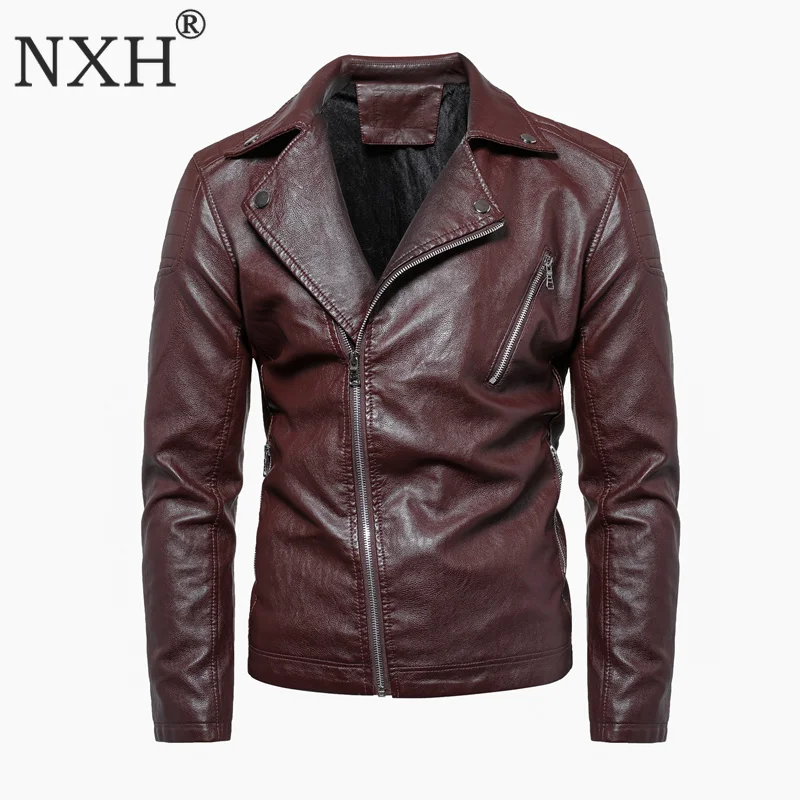 NXH Pu двойной rider куртка Для мужчин искусственная кожа jacets с меховым мужской Plussize