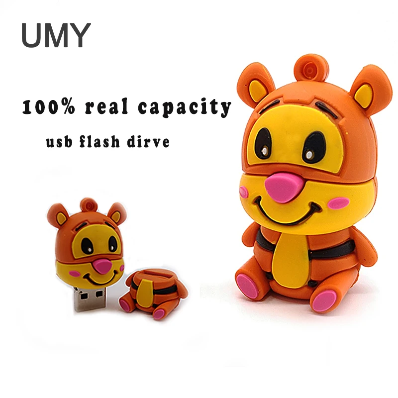 Usb флеш накопитель с мультяшными животными 64 ГБ 32 16 8 4g милая Тигровая кожа