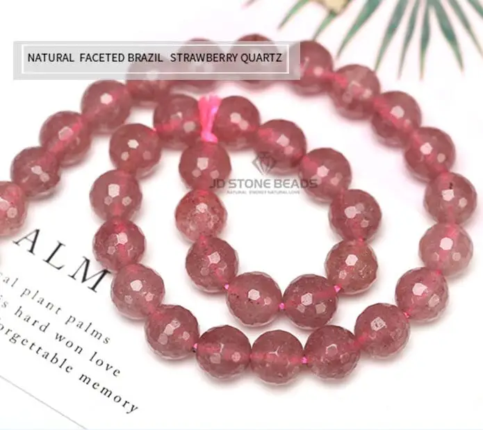 STRAWBERRY QUARTZ Граненые 4 5 6 8 9 10 12 14 мм бусины из натурального камня смешанный кварц Аквамарин Свободный Камень раздел lapis резка Апатит драгоценный камень - Цвет: STRAWBERRY QUARTZ