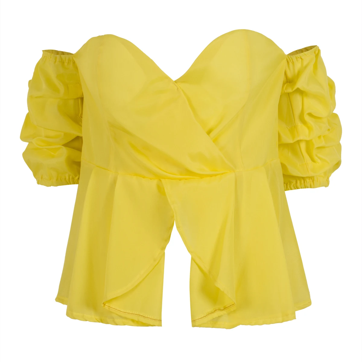Блузка женская летняя без бретелек с рукавом фонариком и баской|top blouse|blouse shirtclothes