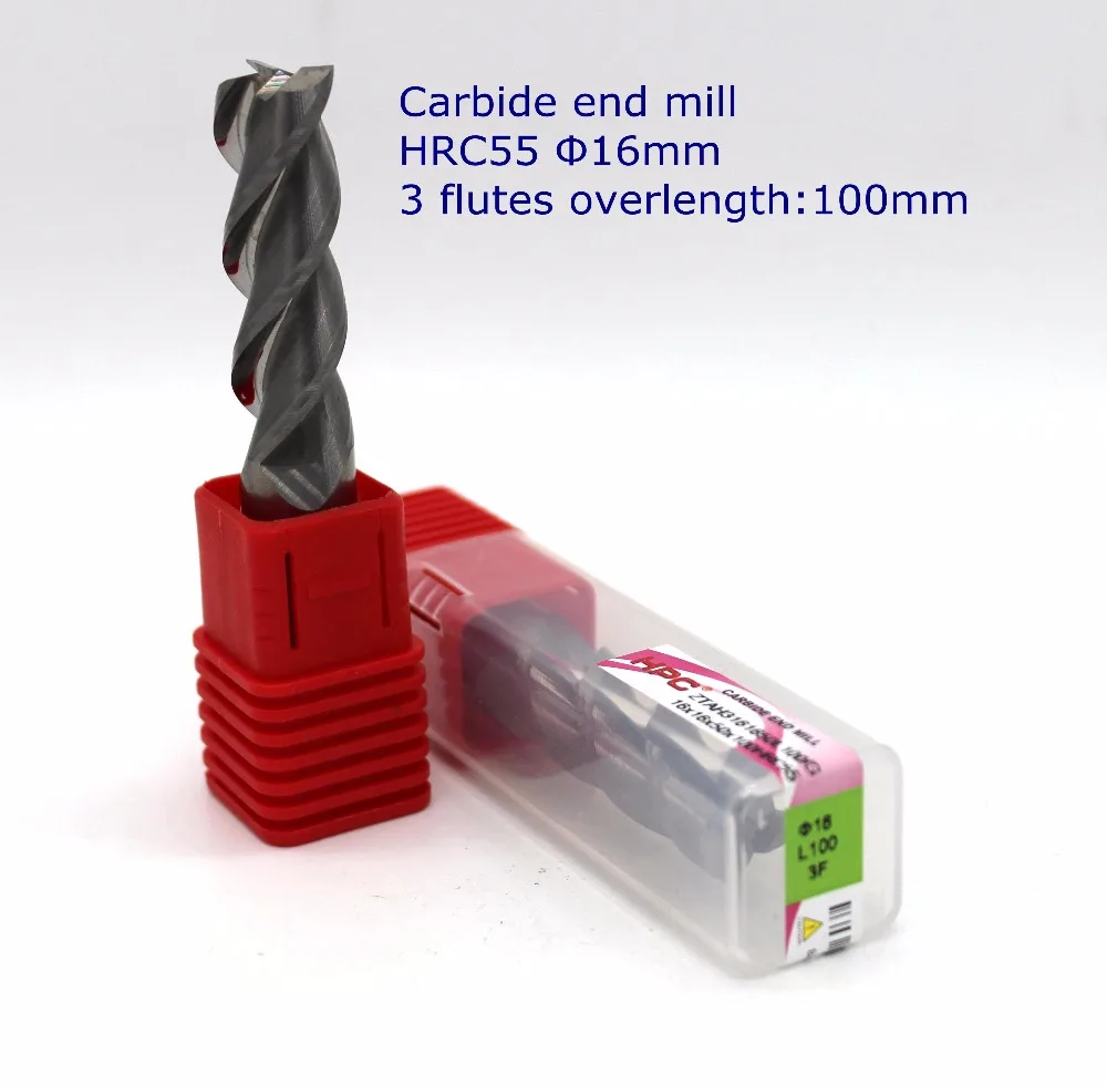 Фрезы для фрезерного станка диаметром 16 мм длина 100 3 флейты плоский конец HRC 55