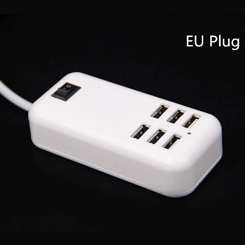 US / UK штекер 6 портовое USB зарядное устройство Настольный смарт адаптер 5V/2.1A