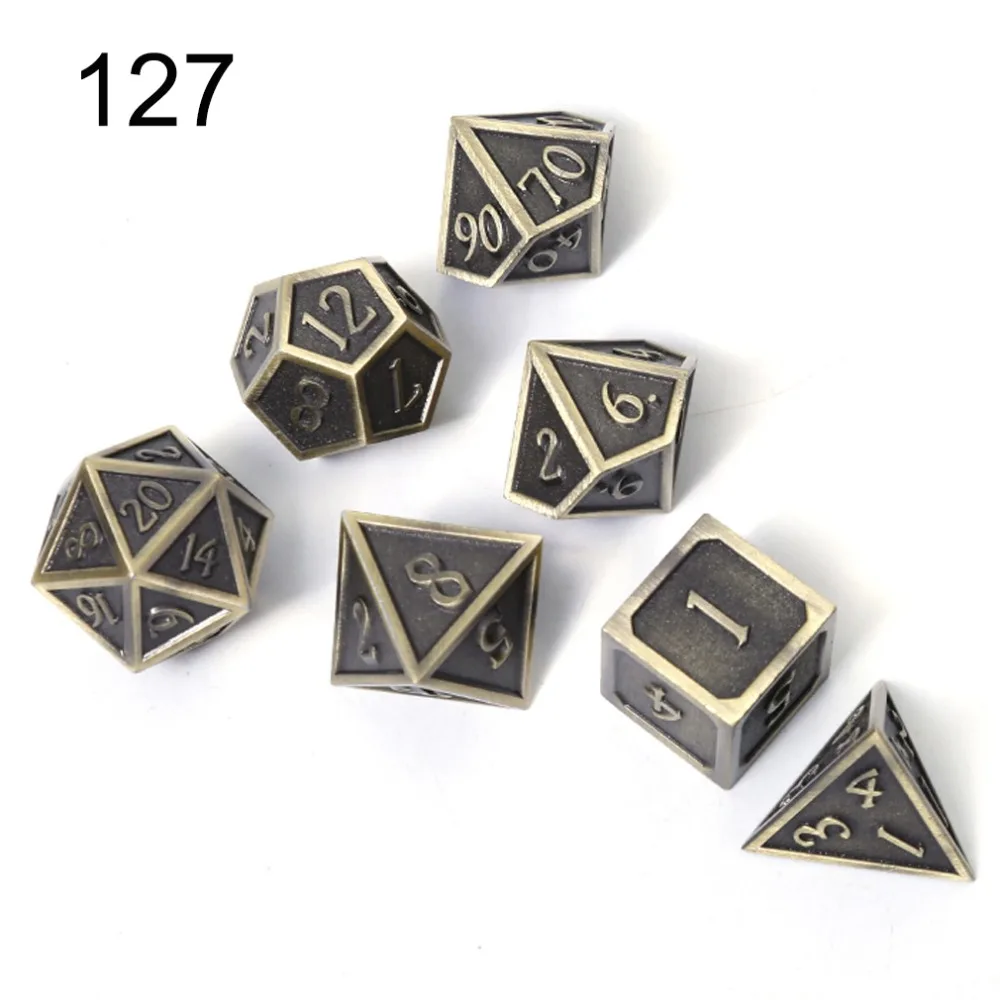 Chengshuo игральные кости DND Металл РГП набор многогранных подземелья и дракон d20 8 синий настольные игры цинковый сплав Цифровой узор в кости