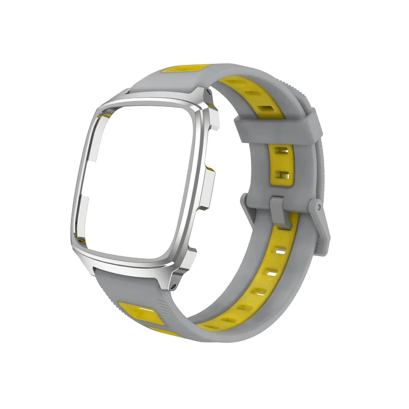 Gray Yellow Mijobs ремешок на запястье для Fitbit Versa Lite аксессуары Чехол протектор Браслет для Fitbit Versa ремешок Смарт часы крышка браслет - Цвет: Gray Yellow