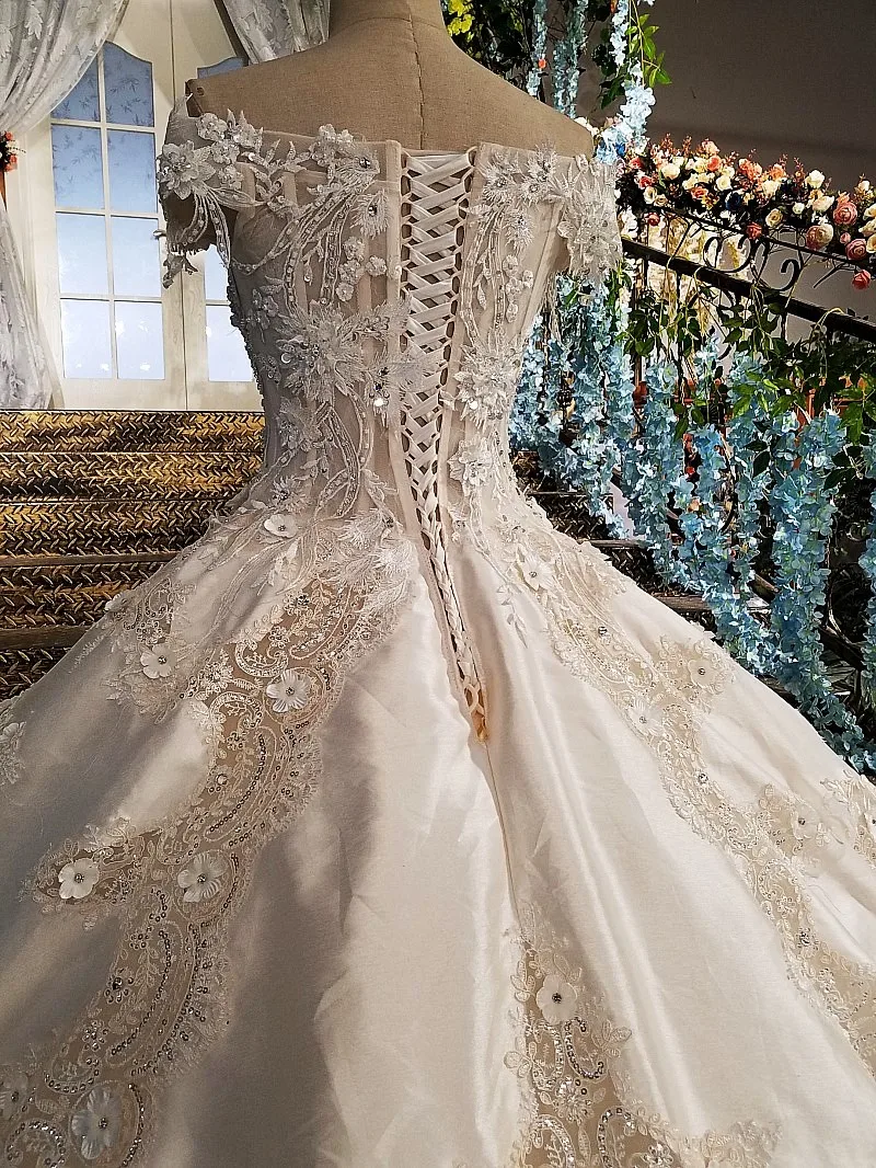 Великолепное бальное платье с открытыми плечами Свадебные платья 2017 Кружевная