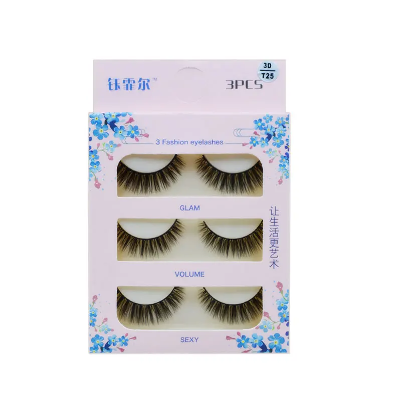 QSTY 3D New Fashion Style Mink Fake Eyelash For individual Makeup Natural Wispy Eyelashes Extension Hand Made False lashes 3DT25 | Красота и