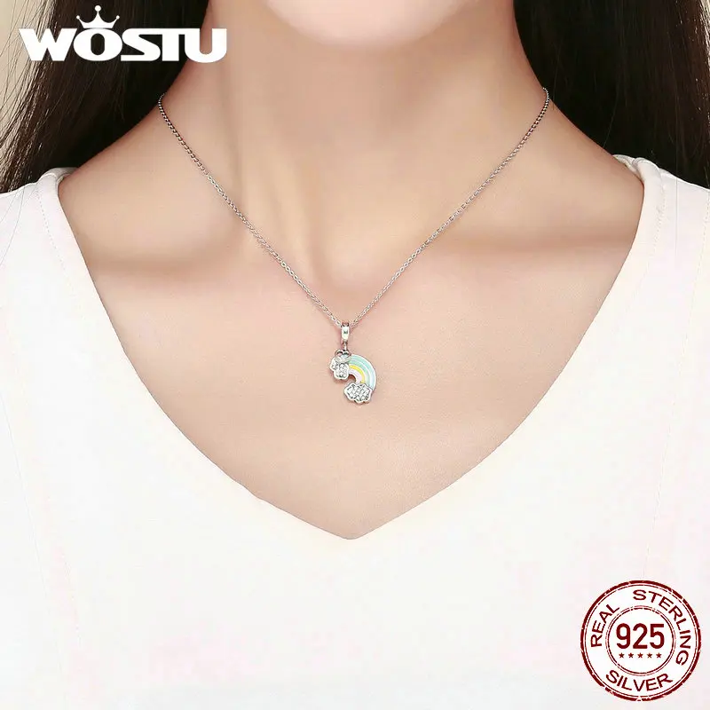WOSTU 925 пробы серебро Радуга любви болтаются талисманы подходят DIY браслет кулон ювелирные изделия Grilfriend подарок CQC905