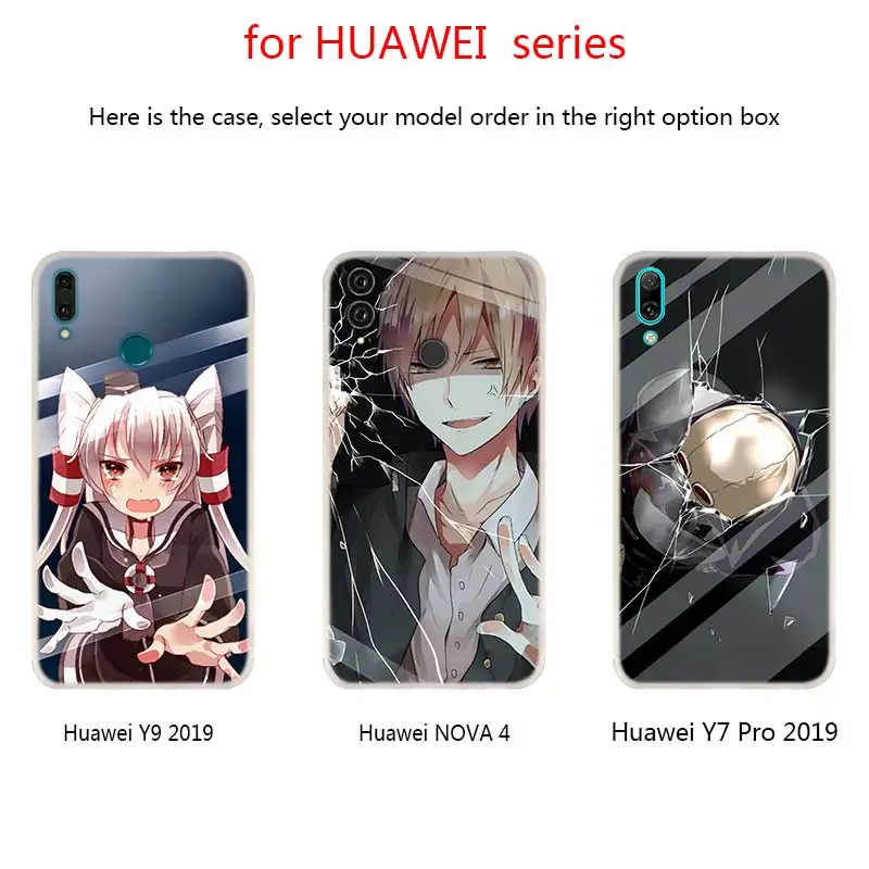 Японские Аниме девушка Сенсорное стекло kawaii телефонные чехлы для Huawei Mate 30 20 10 Lite