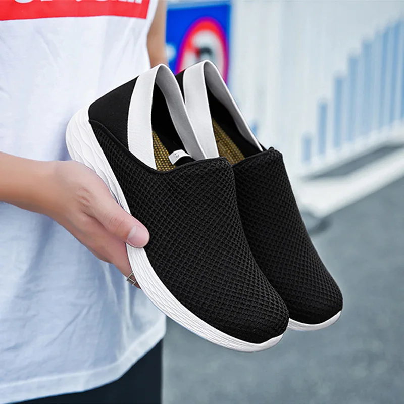 

2019 Height Increasing Shoes Men Sneakers Breathable Mesh Shoes Casual Male Loafers Slip on Fashion Shoes Man Thick Sole A1333