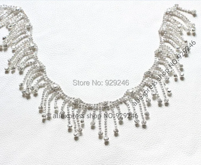 90 cm/pack серебро усеяны искусственными драгоценными камнями Прозрачный Стекло