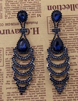 pendientes grandes christmas blue austrian crystal drop earrings fashion big simplehanging long earings for women
