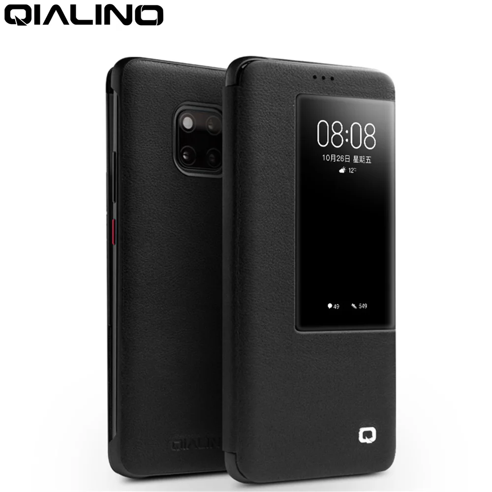 Чехол книжка QIALINO из натуральной кожи для Huawei Mate 20 Pro Стильный Ультратонкий чехол