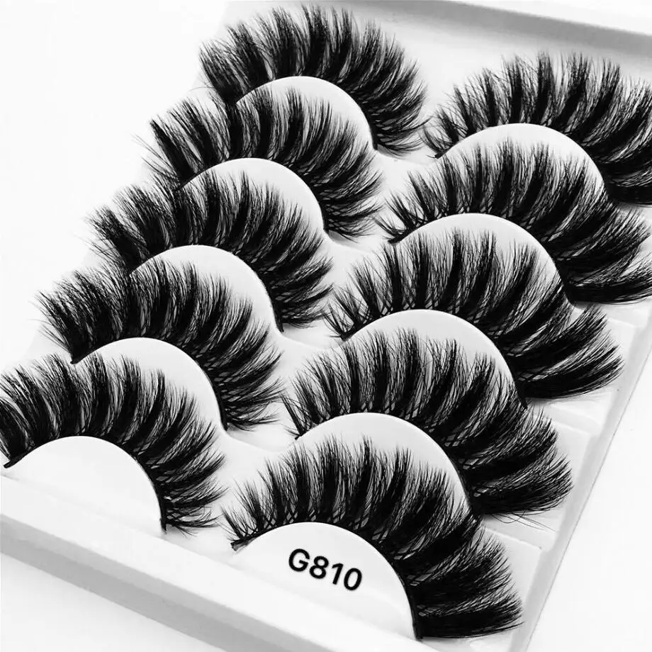G810 5 Pairs 3d mink hair natural cross false eyelashes individual faux cils lashes extension for professionals cilios wimpers | Красота и