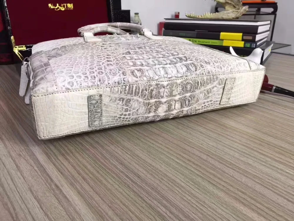 100% натуральная крокодиловая кожа мужская деловая сумка для ноутбука белого