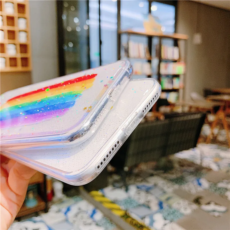FLYKYLIN Радужный блестящий чехол со звездой для iphone 6 S 7 8 Plus XR X XS Max задняя крышка