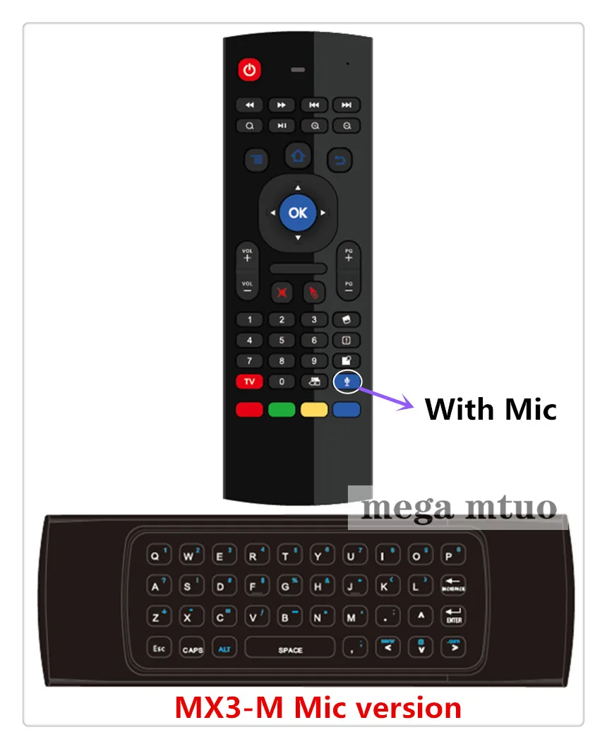 6 Axis с микрофоном MX3 Air mouse беспроводная мини клавиатура 2 4 ГГц для ПК HTPC ноутбука