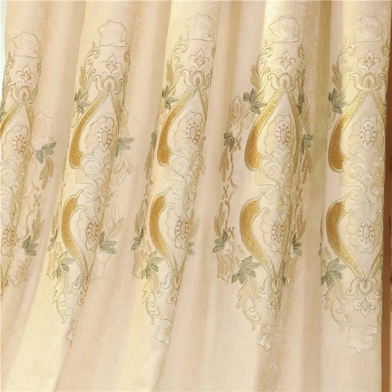 Luxury Cloth Curtain Бежевый роскошная вилла вышитые затемненные занавески s для гостиной окна высокое качество шениль спальня на заказ готовые занавески - Цвет: Luxury Cloth Curtain