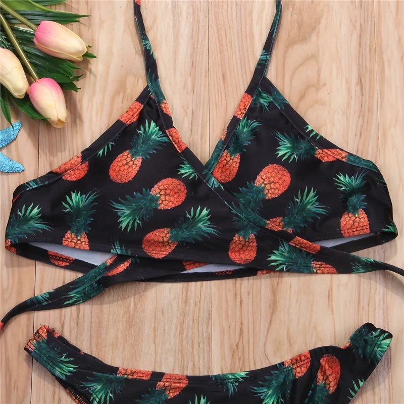 Новый сексуальный женский комплект с принтом ананаса бикини на бретелях