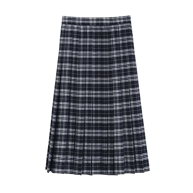 Navy Blue XS-5XL Harajuku, женская модная летняя плиссированная юбка с высокой талией, клетчатая юбка для костюмированной вечеринки, женские юбки 0624-50 - Цвет: Navy Blue