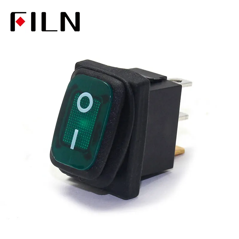 rectangle Green Filn мини вкл/выкл печать водонепроницаемый кулисный переключатель в 12v 220V IP67 освещение 6A 250vac кнопочный переключатель кулисный переключатель - Цвет: rectangle Green