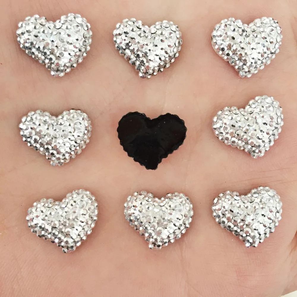 Hot 60pcs Resin Silver Heart flat back stone scrapbook Wedding Embellishment diy appliques SD733*2 | Дом и сад