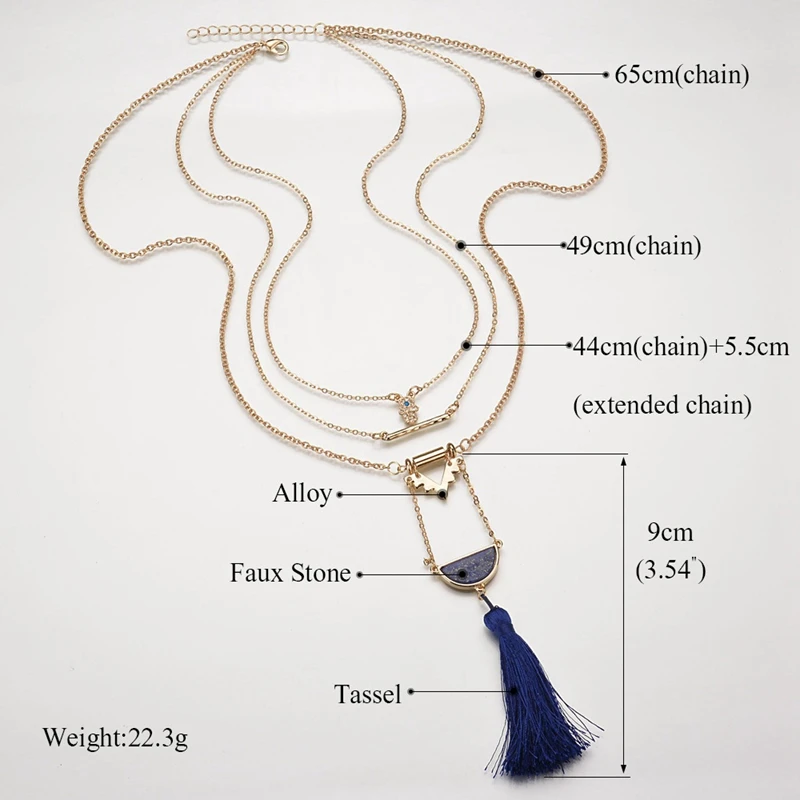 Модное многослойное ожерелье с сосной цепочкой и кисточками | Украшения