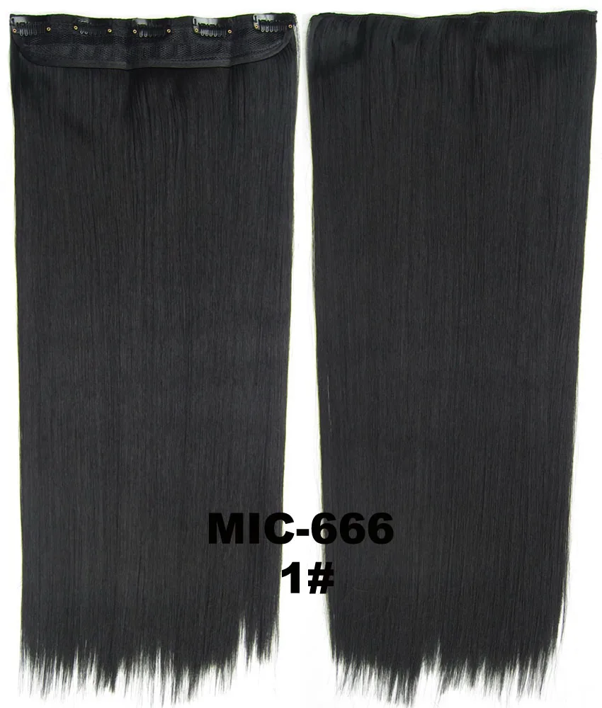 MIC666 Color 1 10 шт./лот Прямой зажим на синтетических волосах ломтик волос 5 клипов термостойкие Наращивание волос 24 дюйма, 100 г MIC-666 - Цвет: MIC666 Color 1