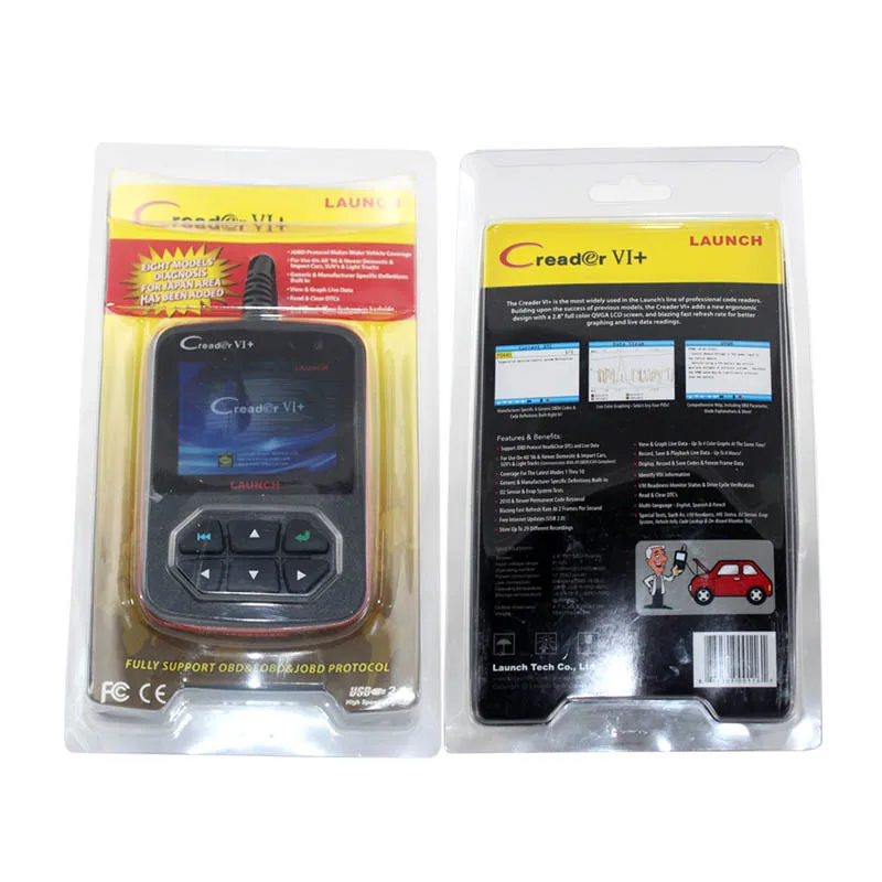Top 2016 Free Shipping Support JOBD / OBD2 Auto Code Reader 100% Original Launch Creader 6+ CReader VI+ VI Plus |