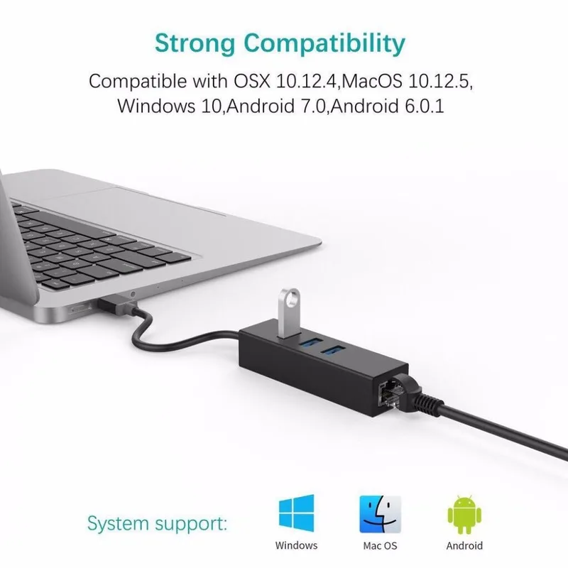 Хаб Basix USB Ethernet 3 0 к RJ45 10/100 Мбит/с для Chromebook MacBook Mac Pro адаптер Сетевая карта