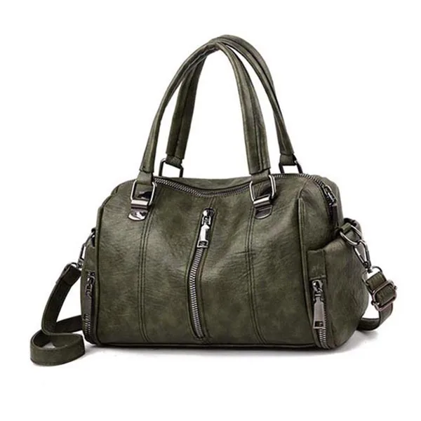 Army green Yogodlns Высококачественная женская сумка из искусственной кожи, повседневная вместительная Вместительная женская сумка-хобо, винтажная однотонная сумка на плечо - Цвет: Army green