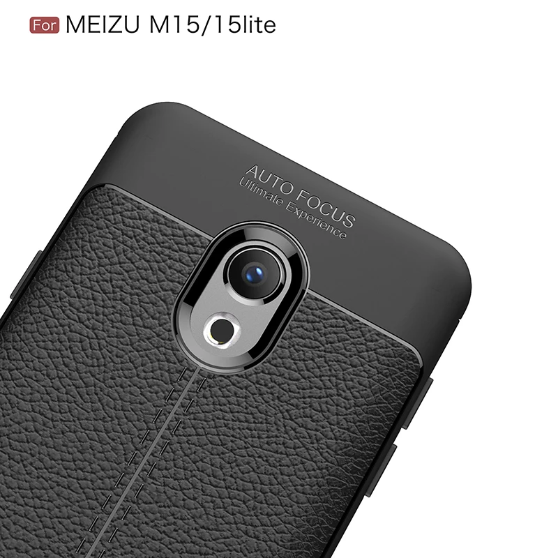 Личи зерна узор кожаное силиконовый чехол на мизу meizu 15 Lite чехлы селиконовые классический личи полоски матовая Мягкие ТПУ случаи для меня мейзу 15 лайт case случае бампер cases Обложка чехол силиконовые