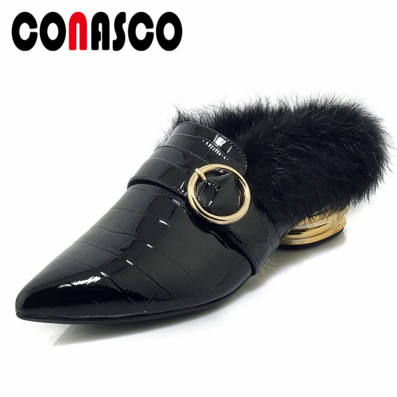 Новые женские туфли лодочки CONASCO на высоком каблуке с металлическим украшением