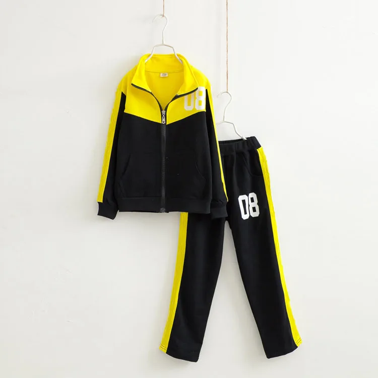 yellow black V-TREE г.; Весенний комплект одежды для мальчиков-подростков; Спортивная одежда на молнии для мальчиков; детский спортивный костюм - Цвет: yellow black