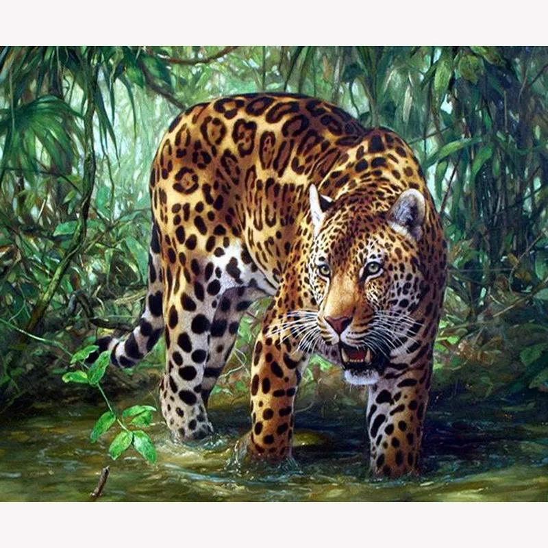 Новинка DIY Алмазная вышивка Леопардовый пейзаж ожесточенная крестиком круглая