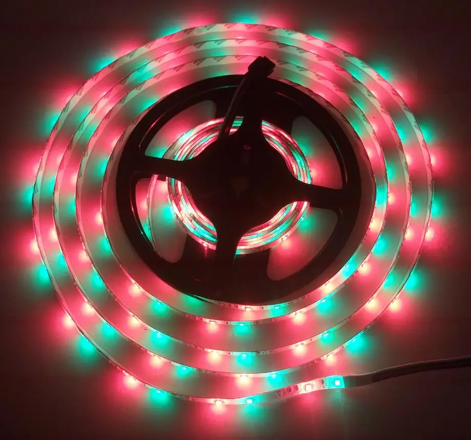 5 M RGB полосы SMD 2835 RGB Светодиодные ленты лампы Декор светодиодный ленты полосы света Nowaterproof Диодная лента с покрытыем цвета чистого 24 каратного контроллер DC12V адаптер в комплекте