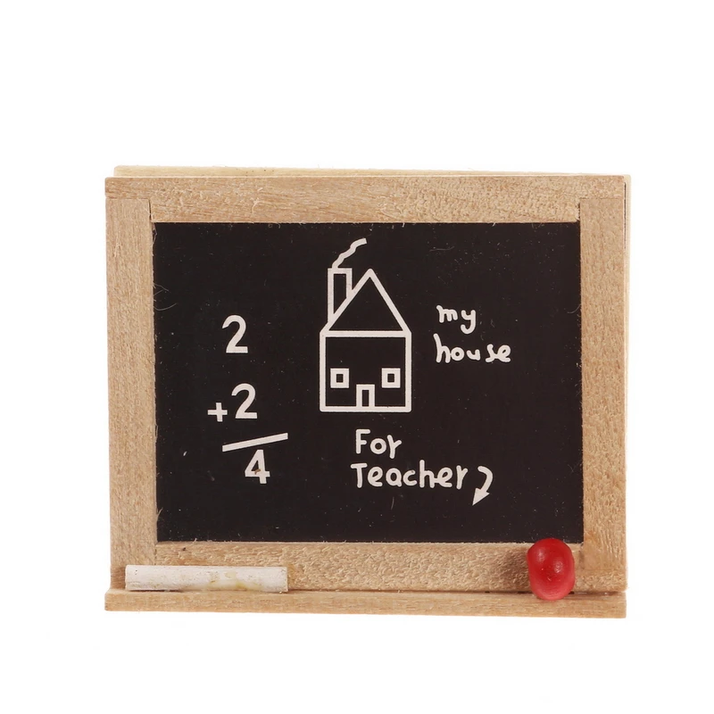 1:12 Dollhouse Puppet Miniature Wooden Children's Bedroom Study School Classroom Accessory Model Blackboard with Chalk Eraser | Игрушки и