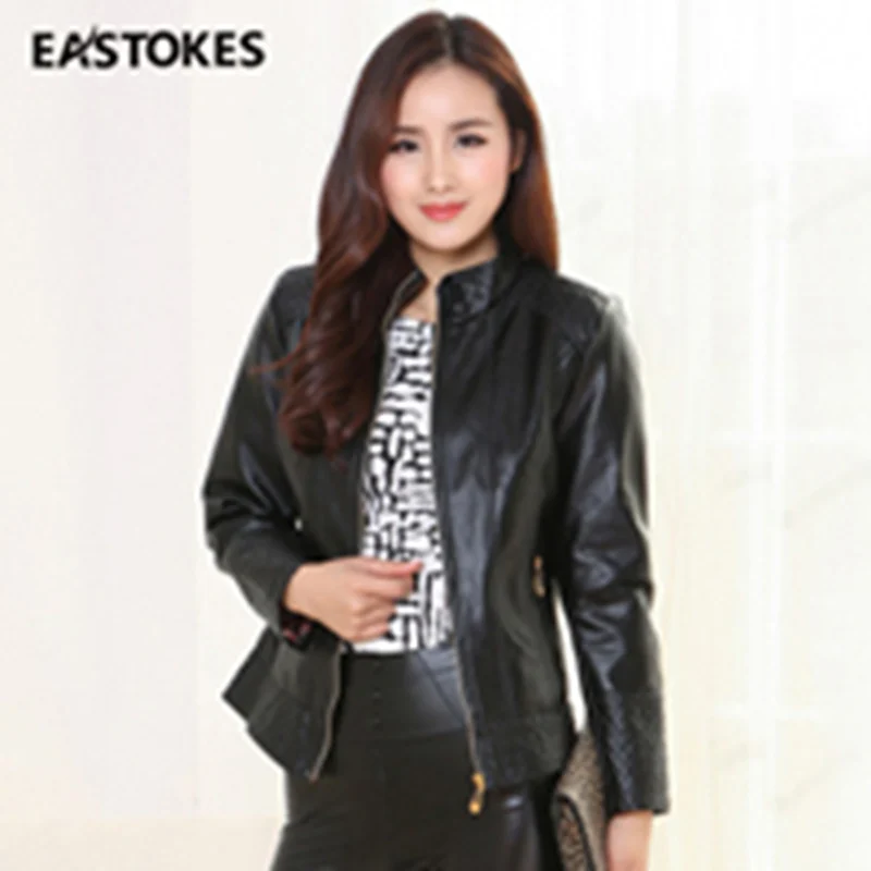2018 весенние и осенние модели кожаная куртка с воротником повседневное дамское