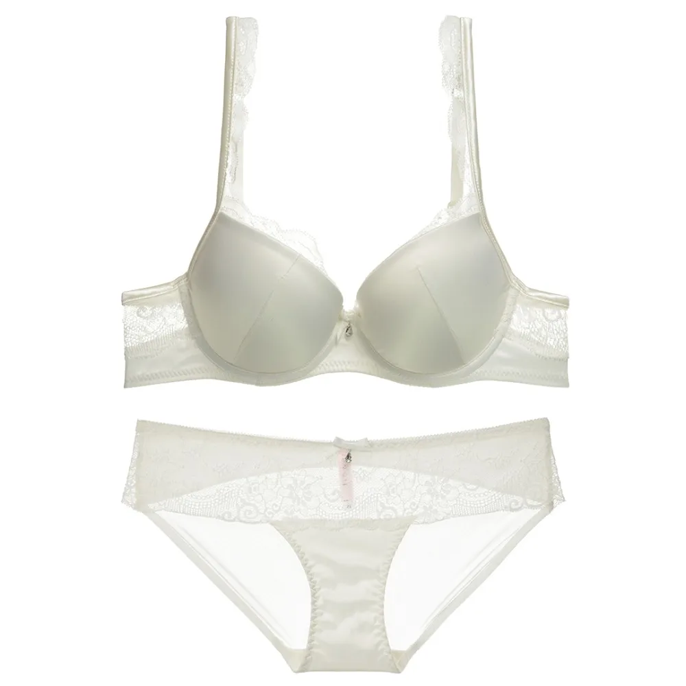 New silk lace women bra set push up intimates deep-v neck lingerie suit French ladies sexy underwear sets transparent panties | Женская