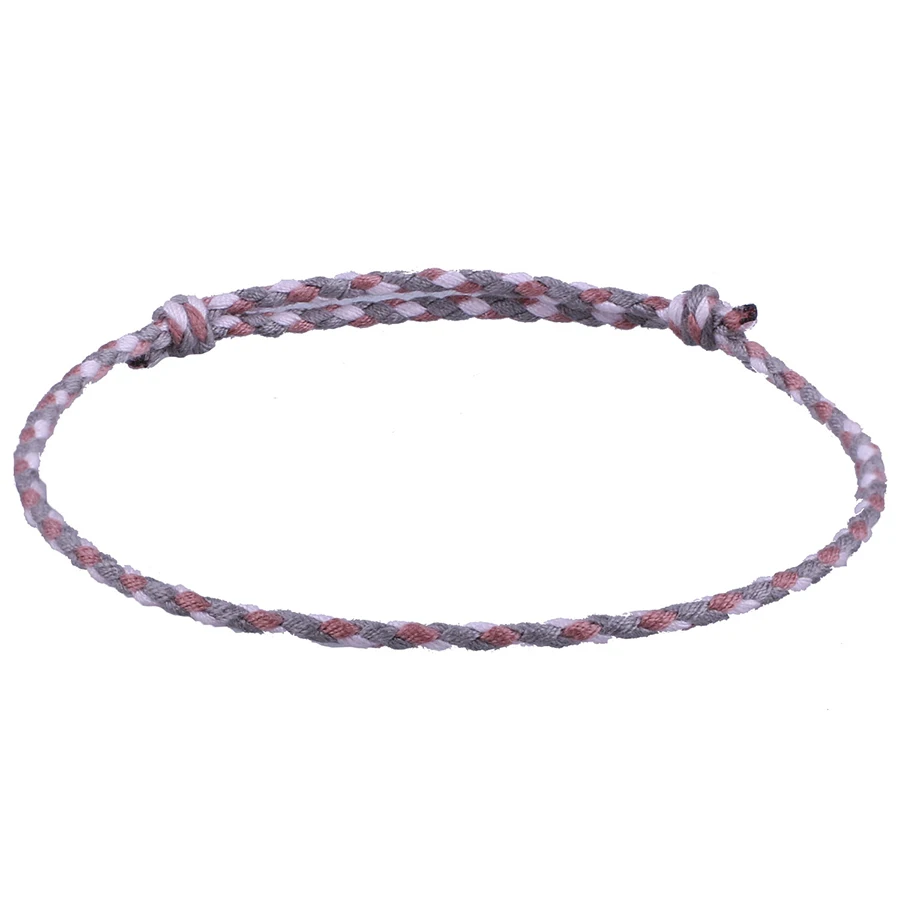 Gray Boho ручной работы плетеный дружбы браслет нить тканая тонкая струна шнур браслет Штабелируемый простой этнические ювелирные изделия подарок для друга - Окраска металла: Gray