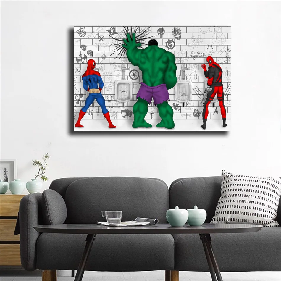 Marvel's ванная комната DC Vs Marvel 1 панель настенная живопись маслом плакат напечатанная Картина на холсте картины для гостиной домашний декор 2