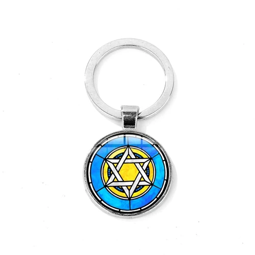 Style 7 SIAN Israel Star of David брелок с гексаграммой геометрический иудейский щит символ Печатный стеклянный брелок с кабошоном Judaica украшения с иудейской символикой - Цвет: Style 7