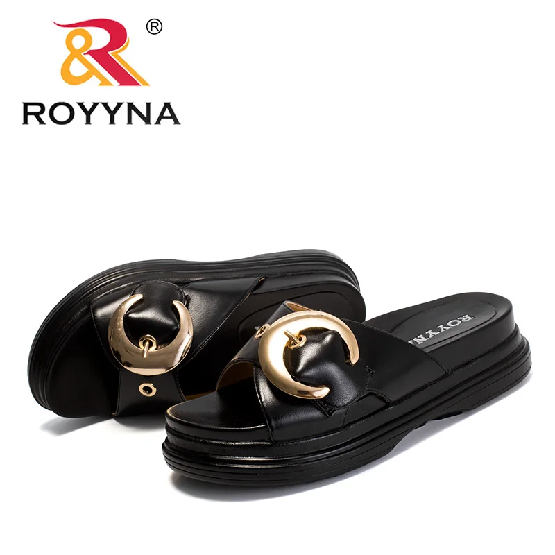 ROYYNA новые модные стильные женские тапочки на платформе летние туфли из