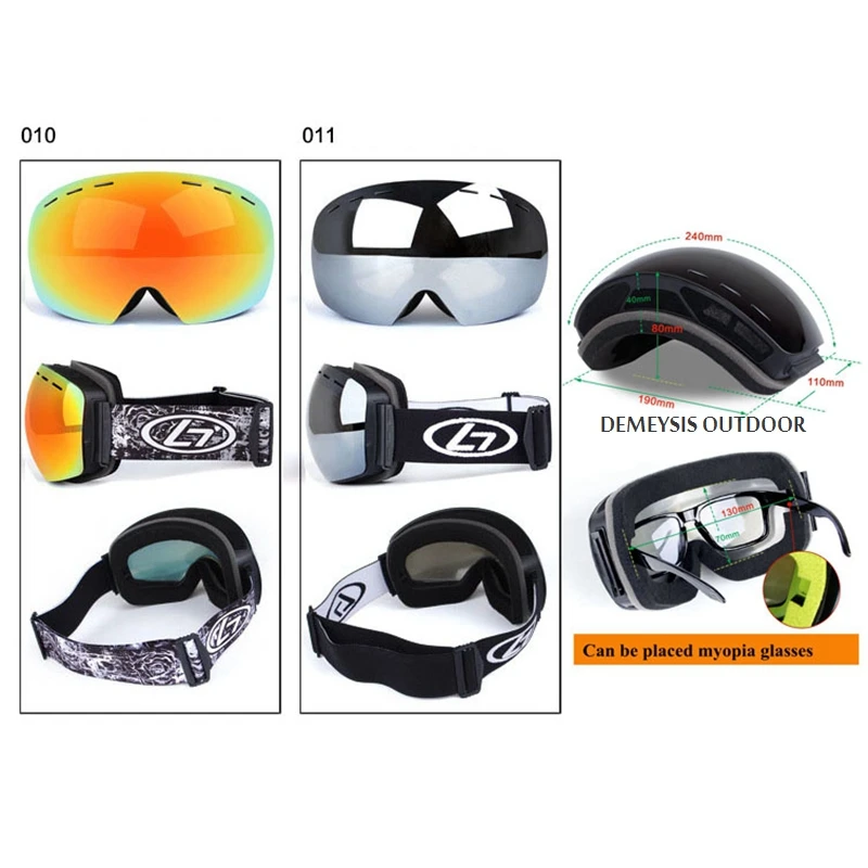 

Ski Glasses Double Lens UV400 Anti-fog Ski Goggles Snow Skiing Snowboard Motocross Goggles Ski Masks Eyewear