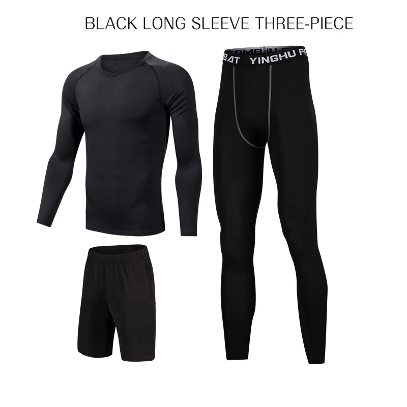 2 Black 3 шт./компл. Для мужчин спортивный костюм сжатия нижнее бельё для девочек уличные кроссовки для бега от одного года до четырех лет футболка штаны для спортзала, Фитнес тренировки колготки костюм - Цвет: 2 Black