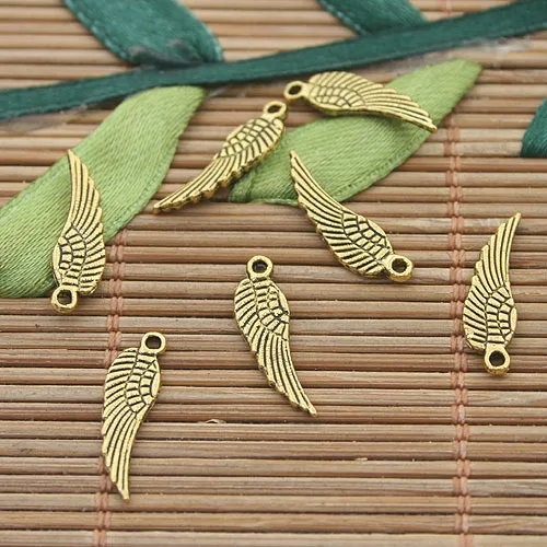 

100pcs dark gold tone wings charms h3013
