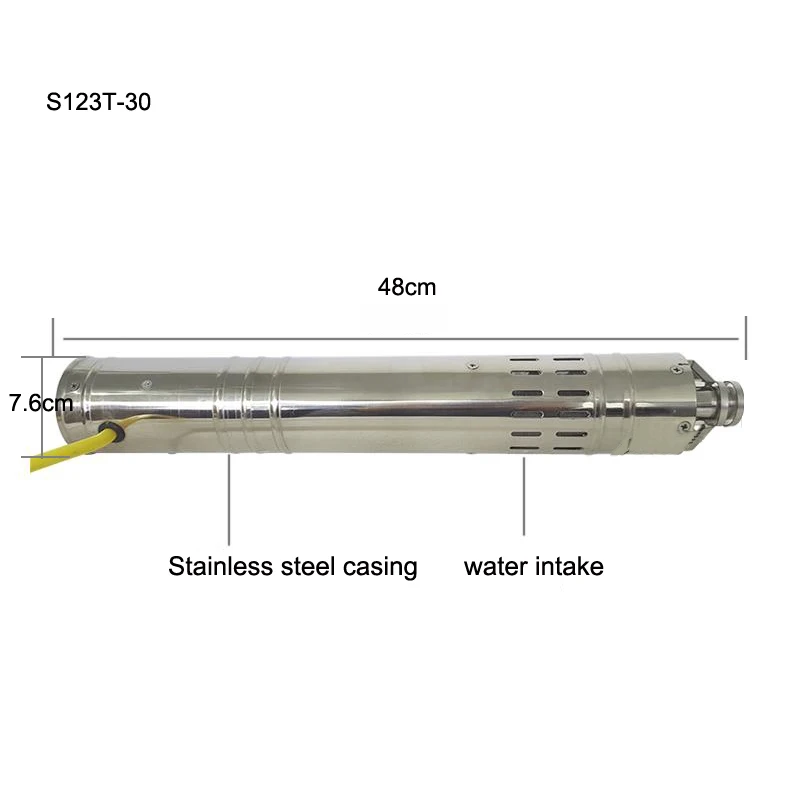 12V DC бесщеточный из нержавеющей стали Солнечный погружной водяной насос S123T 30 3