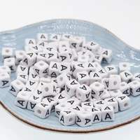 chongai 20pcs cube acrylic letter beads single alphabet a z white square bracelet jewelry making beads 1010mm