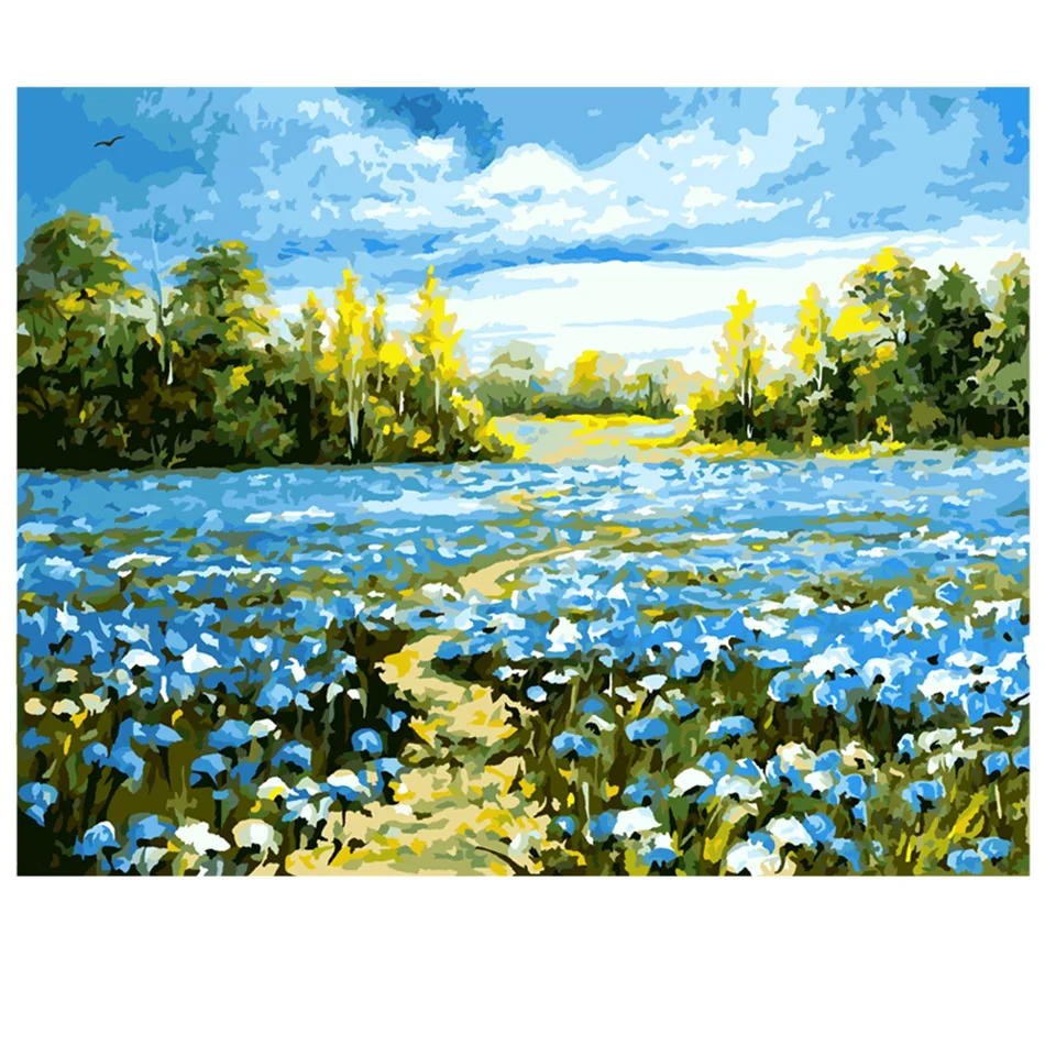 Высокое качество-защелка DIY картина маслом голубой любви окраска на холсте