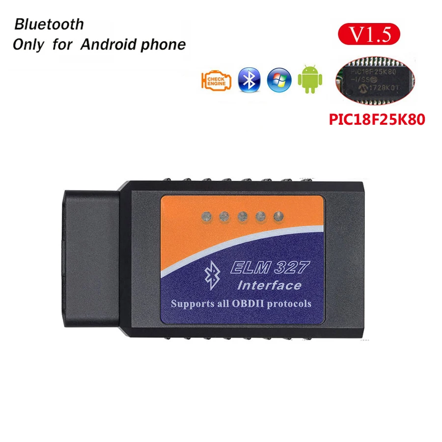 Bluetooth V1.5 PANDUK Мини OBD2 ELM327 V1.5/V2.1 Bluetooth/wifi автомобильный диагностический инструмент чип PIC18F25K80 OBD код ридер работает Android/IOS 12 в автомобиль - Цвет: Bluetooth V1.5