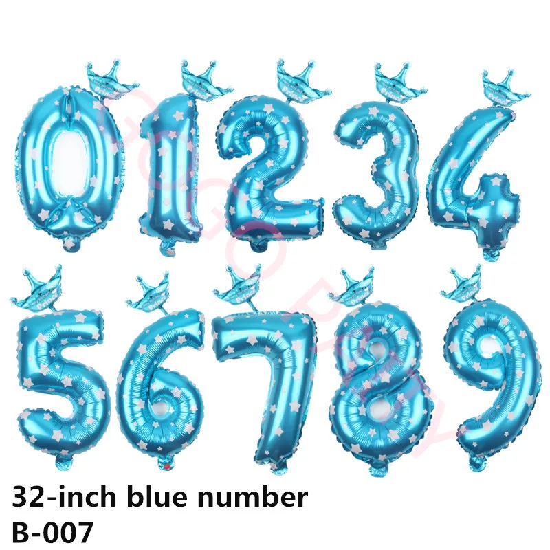 blue number GOGO PAITY 2 шт./лот 32 дюйма номер фольги шары цифра воздушный шар Дети День рождения диких один украшения рисунок - Цвет: blue number